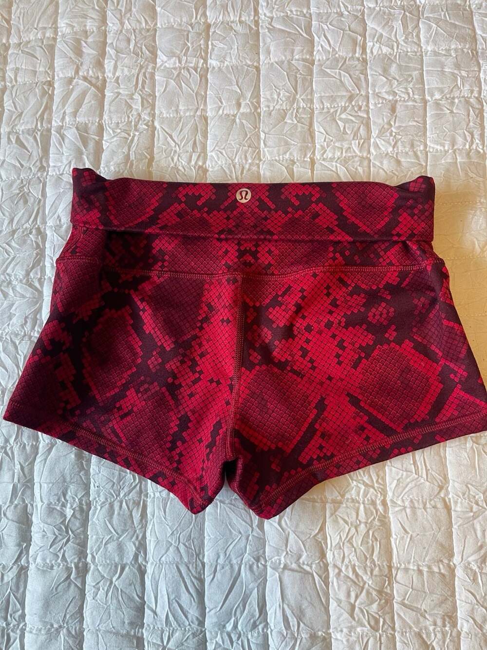 lululemon athletica Red Snake-Print Athletic Shorts